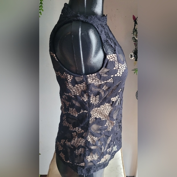 Suzy Shier Black Lace Tunic Top - Picture 4 of 7